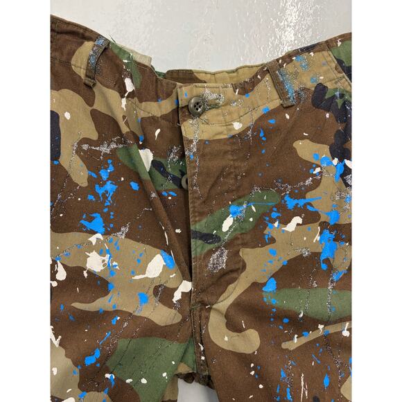 Vintage Camo Pants 31x32 Reworked Paint Splatter Blue White Glitter - Picture 4 of 7